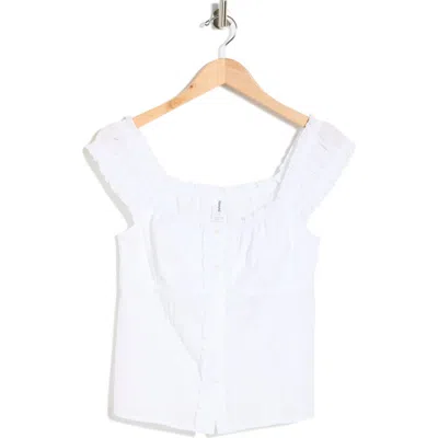Abound Button Front Cotton Top In White