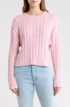 Abound Cable Crew Sweater In Pink