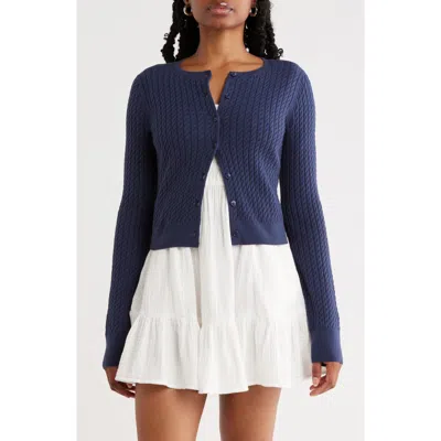 Abound Cable Knit Cardigan In Blue
