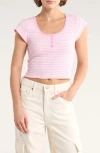 Abound Cap Sleeve Crop Organic Cotton & Cashmere Henley In Multi