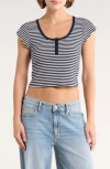 Abound Cap Sleeve Crop Organic Cotton & Cashmere Henley In Multi