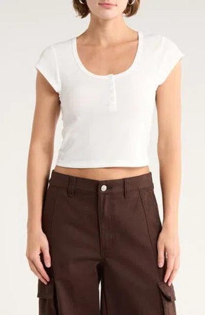 Abound Cap Sleeve Crop Organic Cotton & Cashmere Henley In Red
