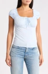 Abound Cap Sleeve Ruched Top In Blue