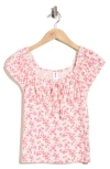 Abound Cap Sleeve Ruched Top In Ivory Red Cottage Garden