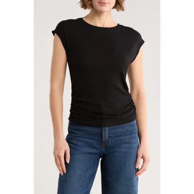 Abound Cap Sleeve Scrunch Rib Top In Black