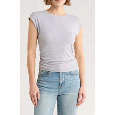 Abound Cap Sleeve Scrunch Rib Top In Gray