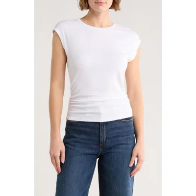 Abound Cap Sleeve Scrunch Rib Top In White