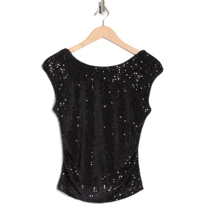 Abound Cap Sleeve Sequin Top In Black