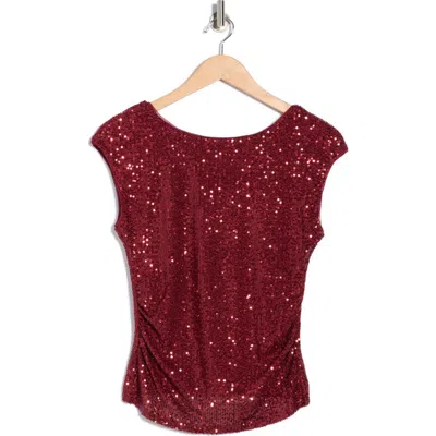 Abound Cap Sleeve Sequin Top In Brown