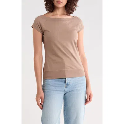 Abound Cap Sleeve Top In Brown Trail