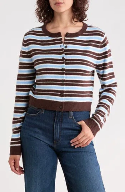 Abound Classic Crewneck Cardigan In Brown