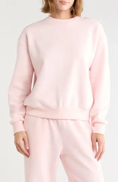 Abound Classic Fleece Crew Sweater In Pink Dogwood Vibes