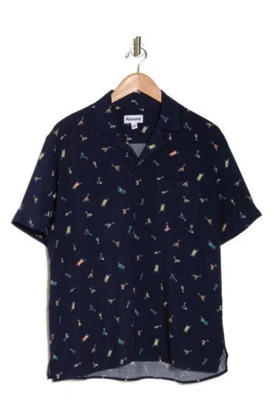Abound Cocktail Time Camp Shirt In Navy-multi Cocktail Time