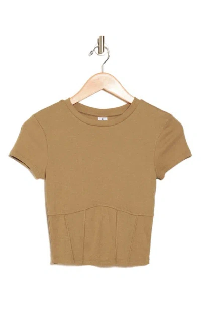 Abound Corset Seamed Baby T-shirt In Tan Cartouche