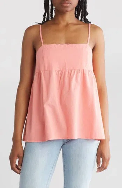 Abound Cotton & Linen Babydoll Camisole In Coral Shell