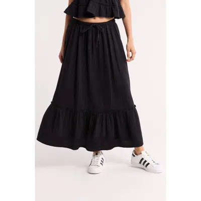 Abound Cotton Gauze Tiered Maxi Dress In Black