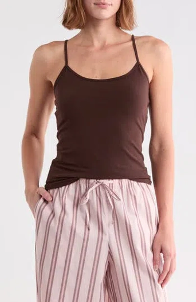 Abound Cotton Jersey Knit Camisole In Brown Coffee