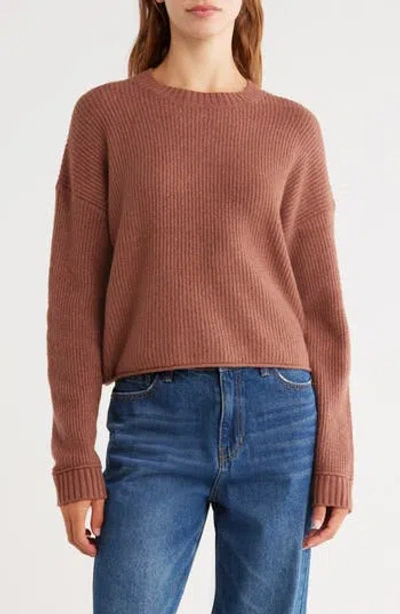 Abound Cozy Crew Pullover Sweater In Brown