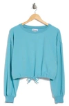 Abound Cozy Time Drawstring Hem Sweater In Teal Dolphin