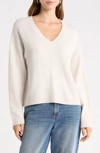 Abound Cozy V-neck Pullover Sweater In White