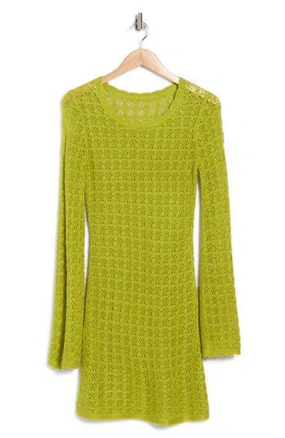 Abound Crochet Long Sleeve Cover-up Dress In Green