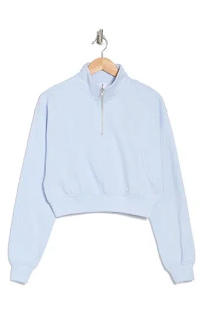 Abound Cropped Seamed Quarter Zip Pullover In Blue Feather
