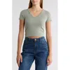 Abound Cropped V-neck Tee In Green Halo