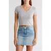 Abound Cropped V-neck Tee In Grey Heather