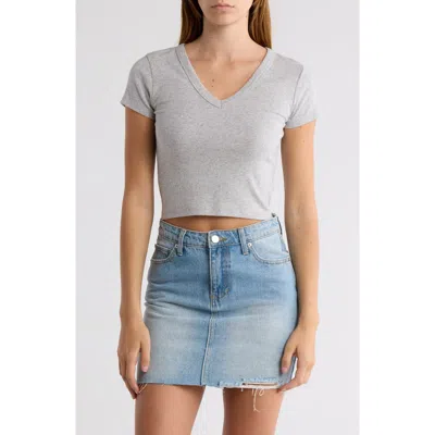 Abound Cropped V-neck Tee In Grey Heather