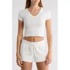 Abound Cropped V-neck Tee In White Blanc