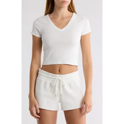 Abound Cropped V-neck Tee In White Blanc