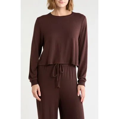 Abound Easy Cozy Crew Pajama Sweatshirt In Brown Coffee