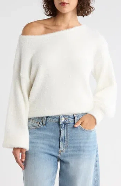 Abound Eyelash Knit Off-the-shoulder Sweater In White