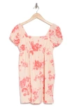 Abound Floral Babydoll Dress In Pink- Red Bloomie