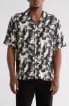 Abound Floral Camp Shirt In Ivory- Black Overlapped Floral