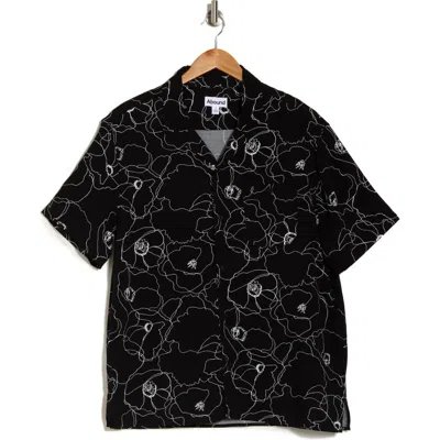 Abound Floral Outline Camp Shirt In Black-white Hand Drawn Floral