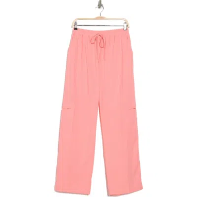 Abound Flowy Tie Waist Cotton & Linen Pants In Coral Shell