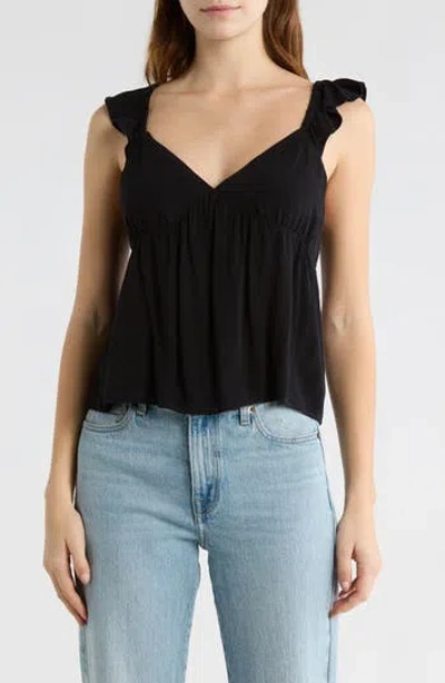 Abound Flutter Sleeve Babydoll Tank Top In Black
