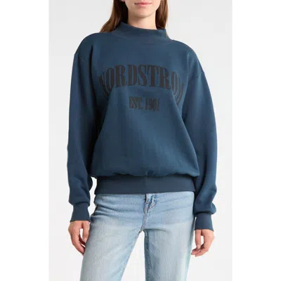 Abound Graphic Mock Neck Fleece Sweatshirt In Navy Midnight Nordstrom