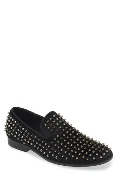 Abound Ken Smoking Slipper Loafer In Black- Silver Stud