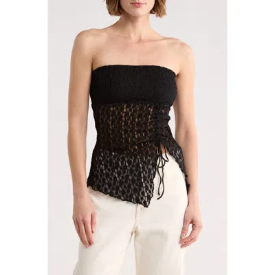 Abound Lace Asymmetrical Hem Tube Top In Black