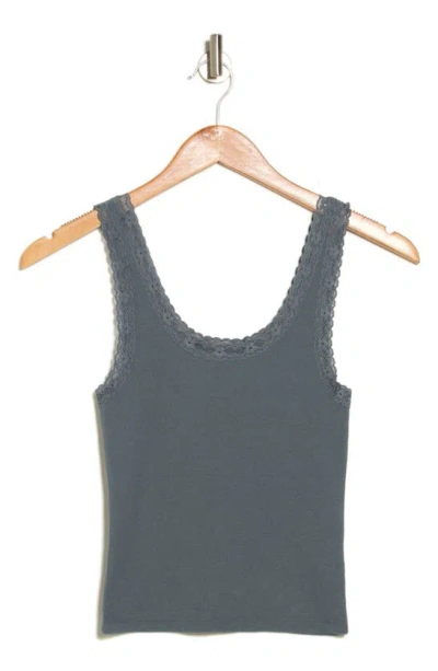 Abound Lace Trim Cotton Tank In Blue Weather