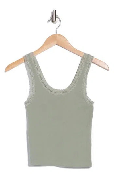 Abound Lace Trim Cotton Tank In Green Halo