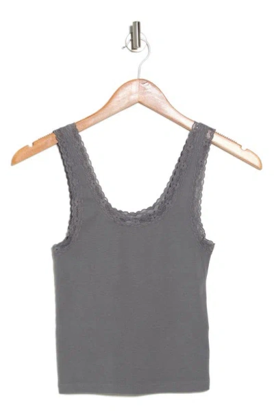 Abound Lace Trim Cotton Tank In Grey Pearl