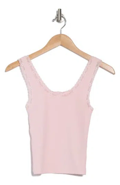 Abound Lace Trim Cotton Tank In Pink Balm