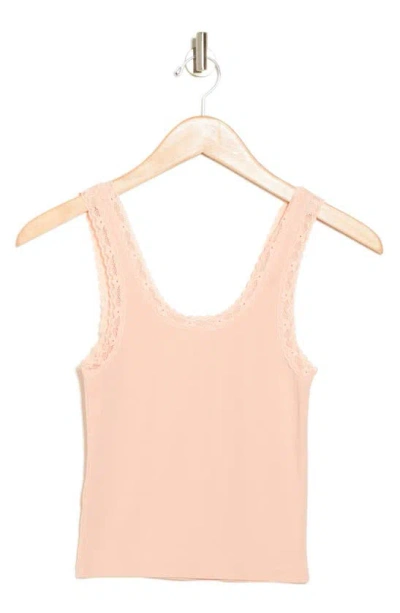 Abound Lace Trim Cotton Tank In Pink