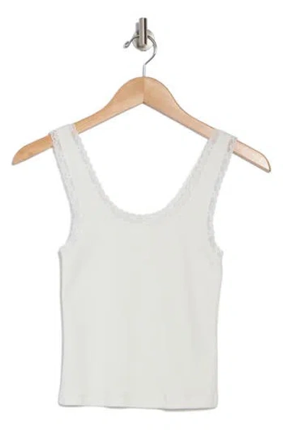 Abound Lace Trim Cotton Tank In White Blanc