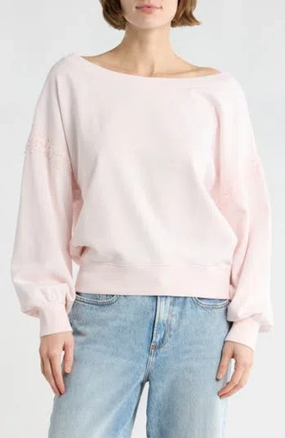 Abound Lace Trim One-shoulder Sweatshirt