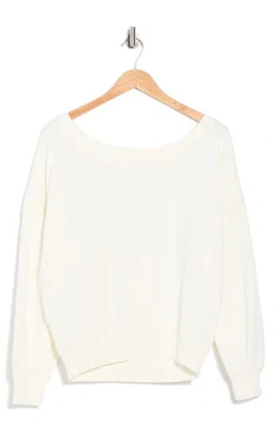 Abound Lace Trim One-shoulder Sweatshirt In White