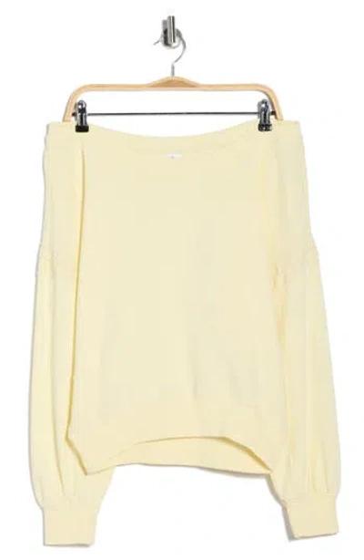 Abound Lace Trim One-shoulder Sweatshirt In Yellow